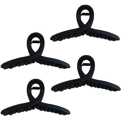 11CM Hair Claw Clips Large No Slip Big Matte Jaw Clip for Thin Fine and Medium Thick Hair Women and Girls, 4 Pack(Black)