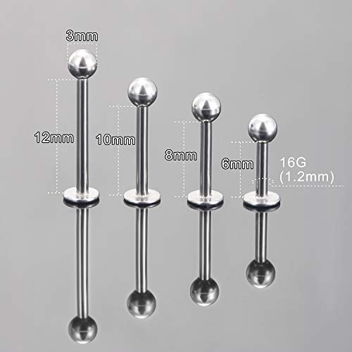 Labret Barbell 24PCS Monroe Lip Barbell Ring Helix Earring Tragus Cartilage Studs Surgical Steel Piercing Jewelry for Women Men 20-12G - color: A: 24pcs 16gauge