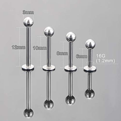 Labret Barbell 24PCS Monroe Lip Barbell Ring Helix Earring Tragus Cartilage Studs Surgical Steel Piercing Jewelry for Women Men 20-12G - color: A: 24pcs 16gauge