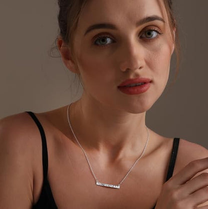 LeCalla 925 Sterling Silver Hammered Necklace for Women | Italian Handmade Hammered Texture Pendant Necklaces | Women's Adjustable Chain Necklace Pendant Jewelry Gift for Her - color: Hammered Bar-20 Inches
