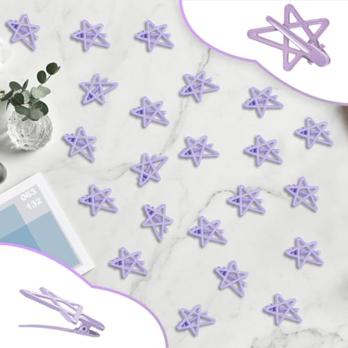 ELANE 24 Pcs Star Snap Hair Clips for Women Girl,Cute Hair Barrettes for Women Fine Thin Hair Accessories DIY - color: Purple