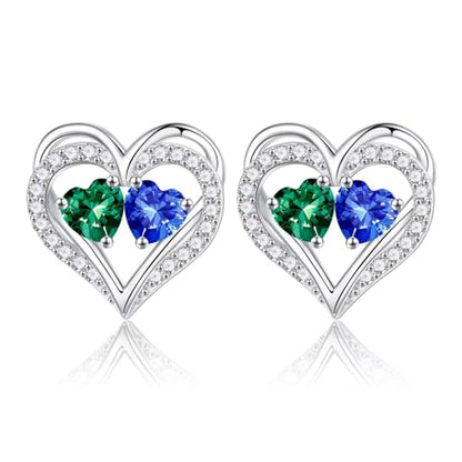 Heart Earrings for Women - Birthstone Earrings | 925 Sterling Silver, Stud Earrings, Gift Box Packaging, Anniversary Birthday Gifts for Women Wife Girlfriend Mom - color: 05-09-May-Sept Birthstone