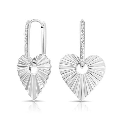 Gold Small Hoop Earrings for Wome | 14K Gold Plated Dainty Small Huggie Earrings S925 Sterling Silver Post Lightweight Drop/Dangle Huggie Earrings - color: Silver Heart Hoops