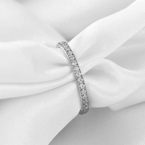 2mm 5mm Tainless Steel Cubic Zirconia Wedding Band Rings For Women,Stackable No Tarnish Fashion Cross Rings Size 4-10 - color: Silver