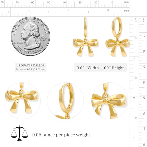 Jean Beau Drop Hoop Earrings for Women, Fasion Jewelry Gift - color: Gold Bow