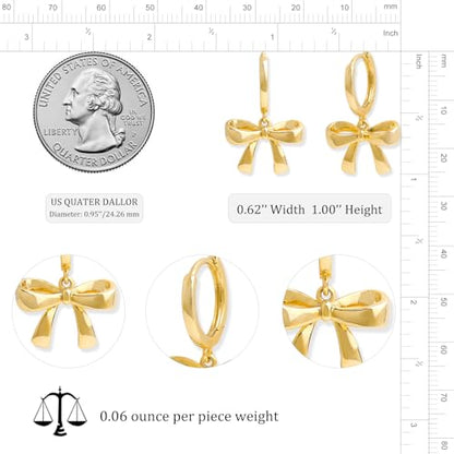 Jean Beau Drop Hoop Earrings for Women, Fasion Jewelry Gift - color: Gold Bow