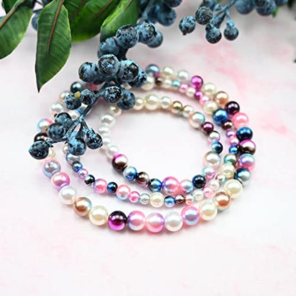 1890pcs 6 Colors Gradient Imitation Pearls Faux ABS Pearl Beads Smooth Rainbow Beads for DIY Jewelry Making Earrings Necklaces Bracelets(4/6/8/10mm Mixed) - color: Rainbow