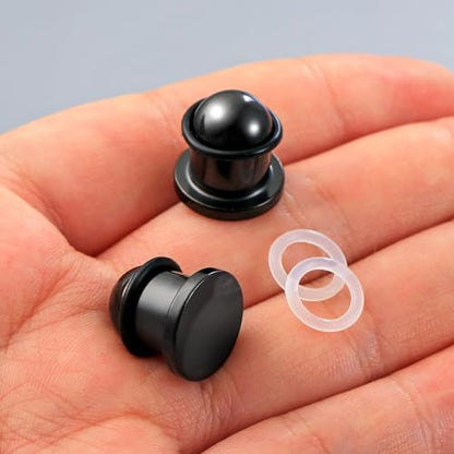 Casvort 22 PCS/16 PCS Hypoallergenic 18G-1'' Comfy Dead Stretching Plugs in 0.5mm Increments Saddle Plugs with Rubber Rings 316 Surgical Stainless Steel Crazy Ear Gauges Body Piercing Jewelry - color: Black 1-6mm 22 PCS
