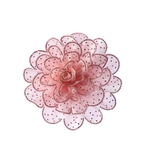 Rhinestone Camellia Flower Big Brooch Lapel Pins for Women Fashion Crystal Fabric Floral Brooches Pin for Dresses Suit Accessories Jewelry Boutonniere Corsage Wedding Party 140mm - color: Pink