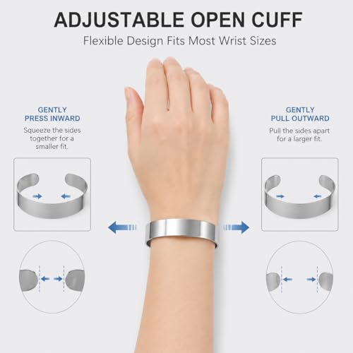 Operitacx 8Pcs Stainless Steel Cuff Bracelet Bases - Adjustable Metal Arm Cuff Blanks for Jewelry Making - Open Bangle Engraving Blanks for DIY Crafts - color: 8Pcs-20mm