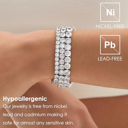 Michooyel Tennis Bracelet Iced Out Bracelet Prong-Setting 5A Cubic Zirconia Bracelet for Women 3mm 4mm 5mm 6mm, 6/7/8/9 Inches - color: Yellow Gold, size: 7 Inches, style: 4MM