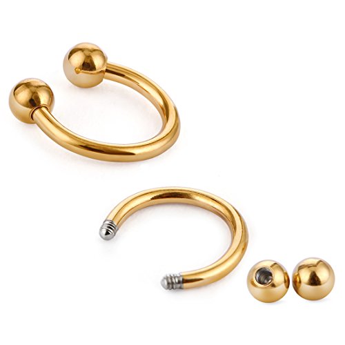 8pcs Unisex Surgical Steel 16G Septum Rings Horseshoe Hoop Nose Piercing Lip Nipple Eyebrow Rings Tragus Cartilage Earrings for Women Men