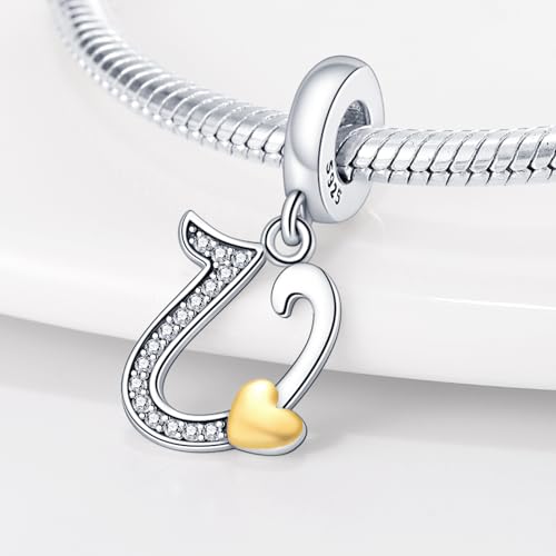 HappyStar Sterling Silver Letter Charms for Bracelets Alphabet Initial Dangle Charms Bead fit Pandora Bracelets Jewelry Gifts for Women - color: Letter charms V