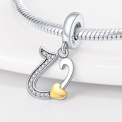 HappyStar Sterling Silver Letter Charms for Bracelets Alphabet Initial Dangle Charms Bead fit Pandora Bracelets Jewelry Gifts for Women - color: Letter charms V