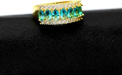 Uloveido Beautiful Women's 7 Stones Wedding Band Oval Cubic Zirconia Engagement Anniversary Rings J501 - color: Light Blue