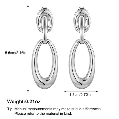 MUYAN Gold Clip On Drop Earrings for Women Non Piercing Dangle Earrings Fashion Jewelry - color: E Clip Silver