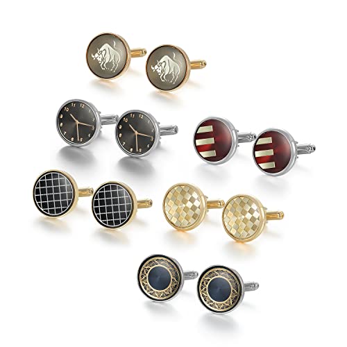 wynameleri Cufflinks Set 6 Pairs for Men, Business Formal Shirts Buttons Cuff Link Packed in Case - color: T0206010