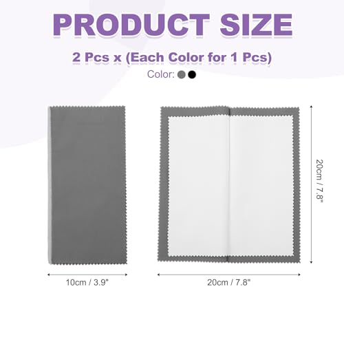 PATIKIL 7.9"x7.9" Jewelry Cleaning Cloth, 2 Pack Double-Sided Fleece Polishing Cloth for Gold, Silver and Jewelry, Black/Dark Gray - color: Black/Dark Gray, size: 7.9"x7.9"