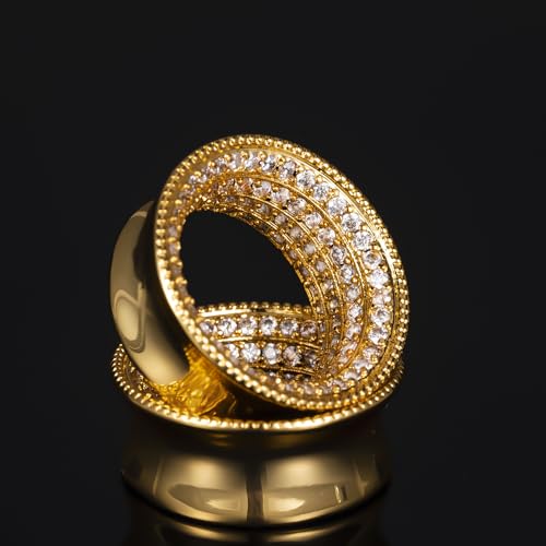 Vankula 2 Pcs Ear Gauges 0g(8mm)-5/8"(16mm) High Polish Single Flare Ear Tunnels 5A Cubic Zirconia Hypoallergenic Plugs for Stretched Ears Tapered Wedding Gift Body Jewelry - color: Gold, size: 8mm(0G)