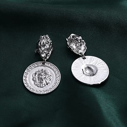 Women's Statement Clip-On Earrings Hypoallergenic Lightweight Clip Earrings - color: F-silver lion