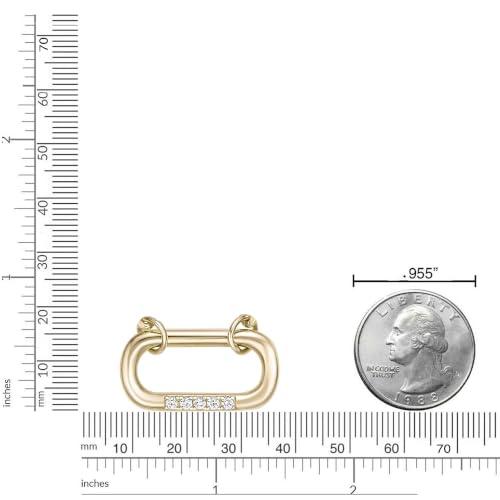 Lavari Jewelers Lab Grown Diamond Paperclip Pendant Necklace for Women - 18k Yellow Gold Plated Sterling Silver Link Necklace for Her - 18 Inch Chain (F-G, VS1-VS2, 0.045 cttw) Lobster Claw