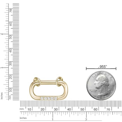 Lavari Jewelers Lab Grown Diamond Paperclip Pendant Necklace for Women - 18k Yellow Gold Plated Sterling Silver Link Necklace for Her - 18 Inch Chain (F-G, VS1-VS2, 0.045 cttw) Lobster Claw
