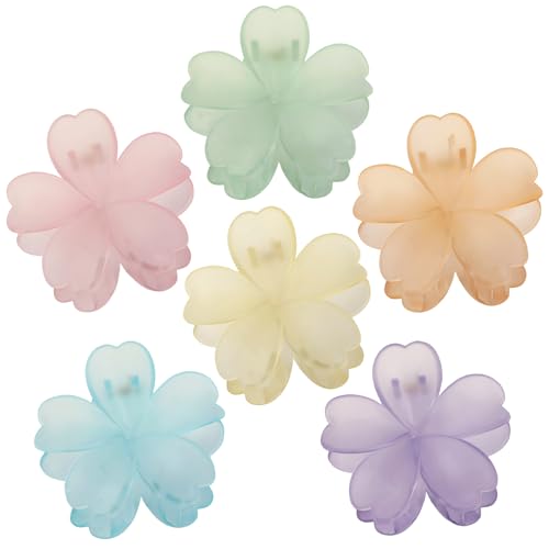 SMKSL 6 Pcs Flower Hair Claw Clips for Women Hawaiian Large Hair Clips for Thick Thin Curly Hair, Strong Hold & Non-Slip, Stylish Medium Beach Hair Accessories for Women Girls (Ice Cream) - color: Ice Cream