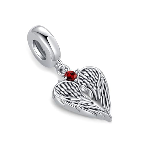 TCHYUN Spread Angle Wings Dangle Charm 12 Birthstone Bead for Pandora Bracelet Women Gift - style: Jan