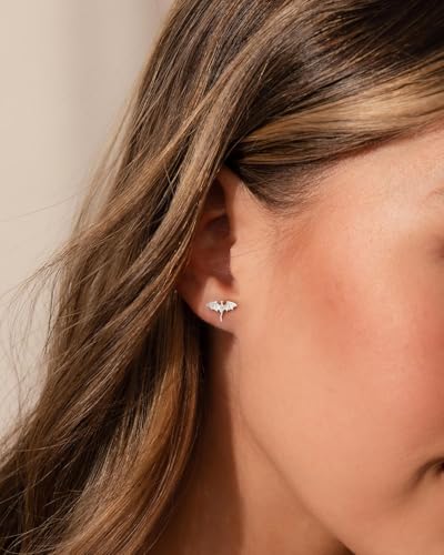 Flat Back Earrings for Women Cartilage Helix | Comfortable Dainty Cute Dragon Bee Bird Phoenix Dragonfly Cute Animal Leaf Spiral Rhombus Design Flatback Stud Earrings - color: silver dragon