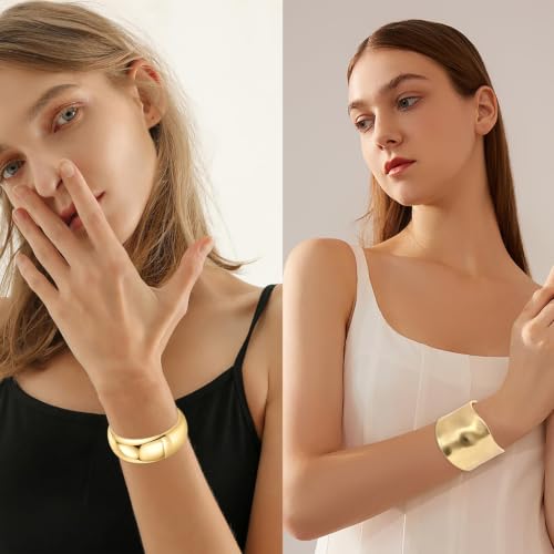 1-3PCS Chunky Irregular Cuff Bracelets for Women | Wide Bangle Bracelet,Trendy Chunky Bangle Bracelets,Irregular Statement Wrist Cuff Wrap Bracelet
