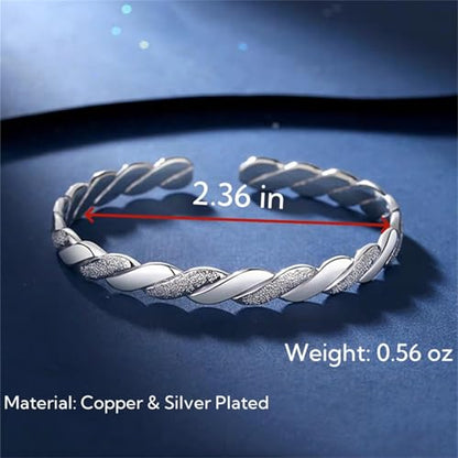 925 Sterling Silver Bangles For Women Handmade Silver Bangles Open Adjustable Bangle Bracelets For Women Silver Open Cuff Bracelets Stackable Wrap Bangles Festival Jewelry Gifts - color: Style 22