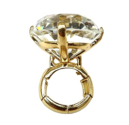NYFASHION101 Women's Extra Big Rhinestone Fashion Stretch Ring - color: Gold-Tone
