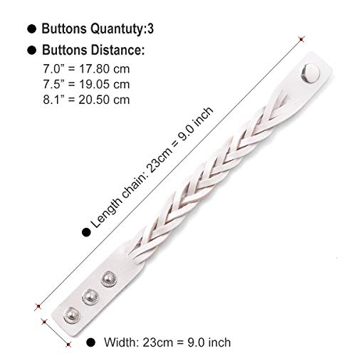 CCBFY Genuine Leather Bracelet Braided Sporty Wide Wristband Punk Jewelry for Men Women - color: 1 Piece - White