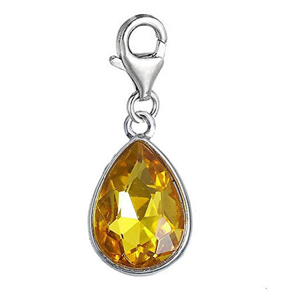 Sexy Sparkles Dangling lobster clasp charms for bracelets - color: Yellow - November