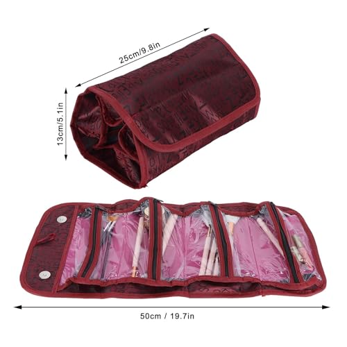 2PCS Roll up Makeup Bag, 4 in 1 Cosmetic Bag Foldable Makeup Bag Clear Makeup Organizer Bag Hanging Toiletry Bag for Women Men (Red) - color: Red