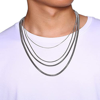 VNOX Stainless Stainless Steel 1mm Round Snake Chain Necklace for Women,Set of 4