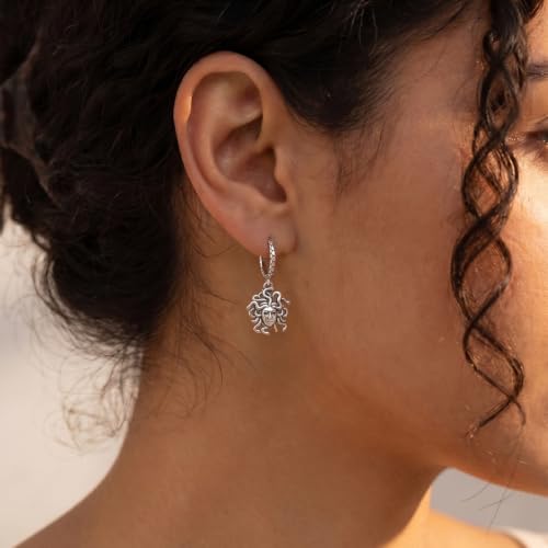 925 Sterling Silver Dangle Whale Shark Butterfly Bow Earrings for Women | Hypoallergenic Huggie Hoop Drop Cross Earrings for Sensitive Ears, Cubic Zirconia Statement Trendy Jewelry Birthday Gifts - color: Silver Medusa Earrings