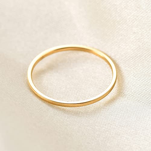 Women Stainless Steel Solitaire Stackable Ring Non Tarnish - color: 3 Gold, size: 3