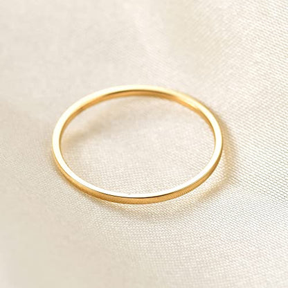 Women Stainless Steel Solitaire Stackable Ring Non Tarnish - color: 2 Gold, size: 4
