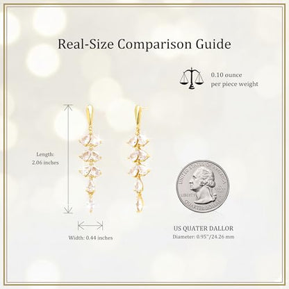 Sonateomber Gold Silver Pearl Rhinestone Dangle Earrings for Women, Elegant CZ Leaf Butterfly Bridal Earings Prom Wedding Fashion Jewelry Gift - color: Cubic Zirconia Gold