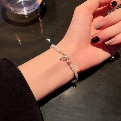 Pearl Bracelets for Women Dainty Gold Pearl Stretch Stackable Bracelet Bridesmaid Wedding Jewelry Gifts Prom Wedding Guest Dress - color: G:Gold Pearl Bracelet