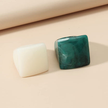 Resin Chunky Rings for Women Multicolor Acrylic Plastic Rings Set Cute Trendy Aesthetic Y2k Statement Rings Thick Dome Heart Knuckle Finger Jewelry - color: White+Green