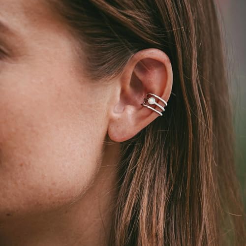 CHIC & ARTSY 925 Sterling Silver Ear Cuffs for Women, Non Piercing Clip On Cartilage Cuffs, Adjustable Fake Conch & Helix Earrings, Gold Plated & Oxidized Various Styles - color: ear cuff #25