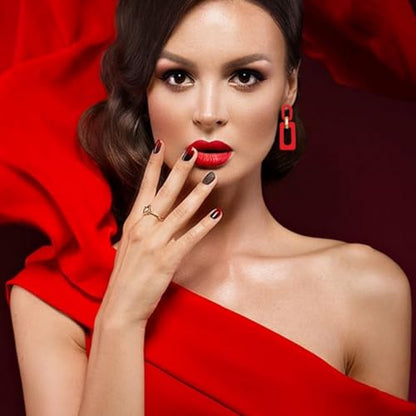Geometric Square Earrings for Women Lightweight Colorful Color Block Acrylic Chunky Geometric Rectangle Oval Link Chain Statement Earring - style: Red Rectangle