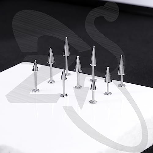 ZS 20G Spike Nose Rings Studs, 18G Stainless Steel Spike Stud Earrings, 16G Septum Lip Rings Cartilage Tragus Helix Piercing for Women Men - color: 24pcs 16g lip ring stud