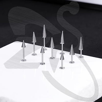 ZS 20G Spike Nose Rings Studs, 18G Stainless Steel Spike Stud Earrings, 16G Septum Lip Rings Cartilage Tragus Helix Piercing for Women Men - color: 24pcs 16g lip ring stud