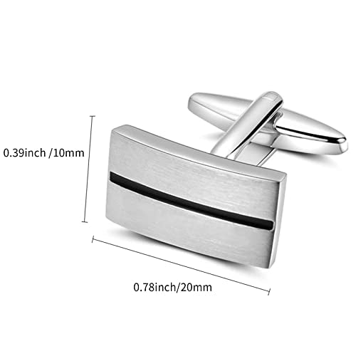 Mr.Van Simple Stripes Cufflinks Platinum Plated Metal Geometric Shape Cuff Link for Mens Business Wedding Present