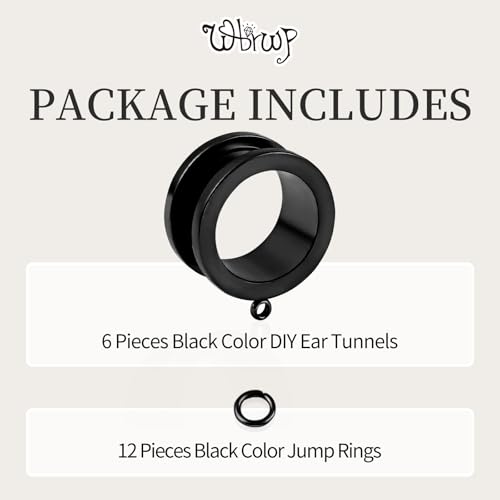 WBRWP 6pcs Ear Gauges Tunnels Plugs: DIY Ear Tunnles Piercing Expander Stainless Steel Double Flared Screw Gauges - color: Black-Style 2
