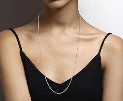 Miabella Italian 925 Sterling Silver, 18K Gold Plated 925 Sterling Silver 2.3mm Curb Cuban Link Chain Necklace Made in Italy - size: Length 30 Inches, style: sterling silver