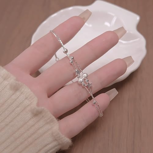 925 Sterling Silver Plated Heart Charm Bracelet for Women - Dainty Chain Love Gift Idea - style: Style4